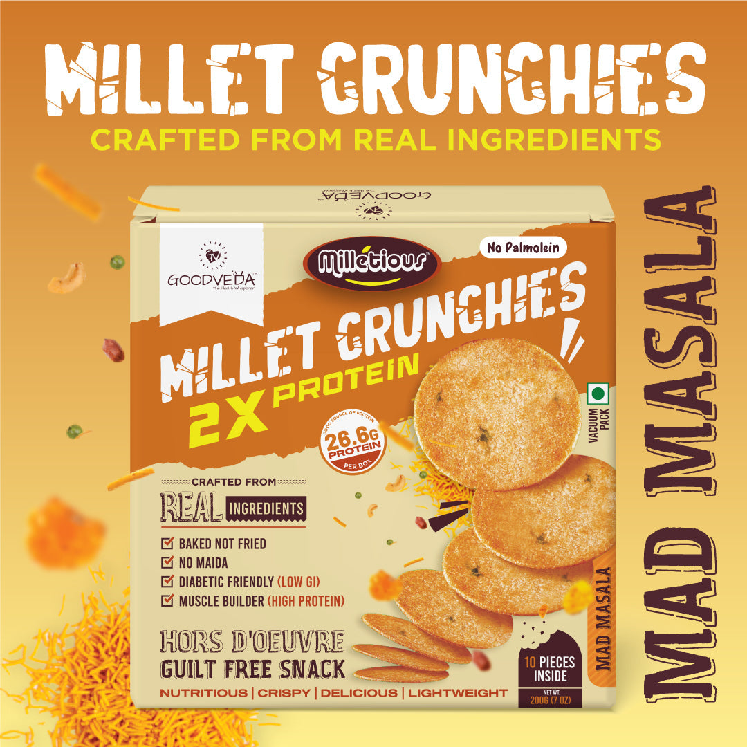 Mad Masala Flavor - Millet Crunchies The Ultimate Healthy Snack for Diabetic Support, Weight Management, and Gut Health