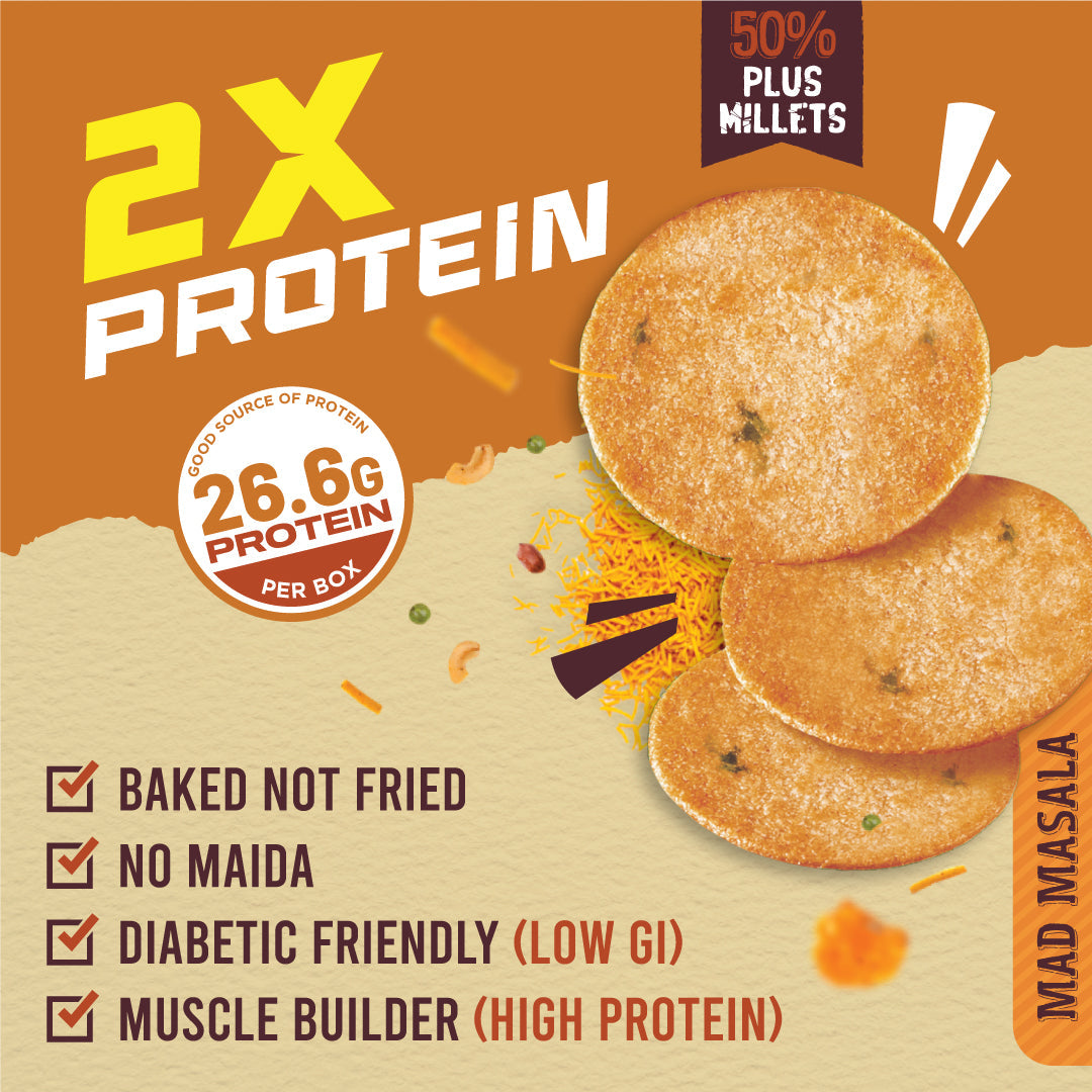 Mad Masala Flavor - Millet Crunchies The Ultimate Healthy Snack for Diabetic Support, Weight Management, and Gut Health