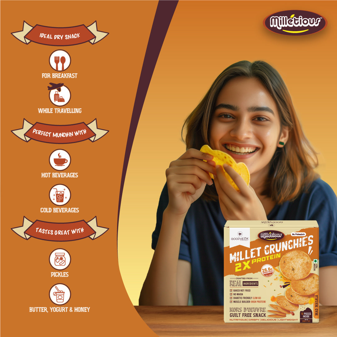 Mad Masala Flavor - Millet Crunchies The Ultimate Healthy Snack for Diabetic Support, Weight Management, and Gut Health