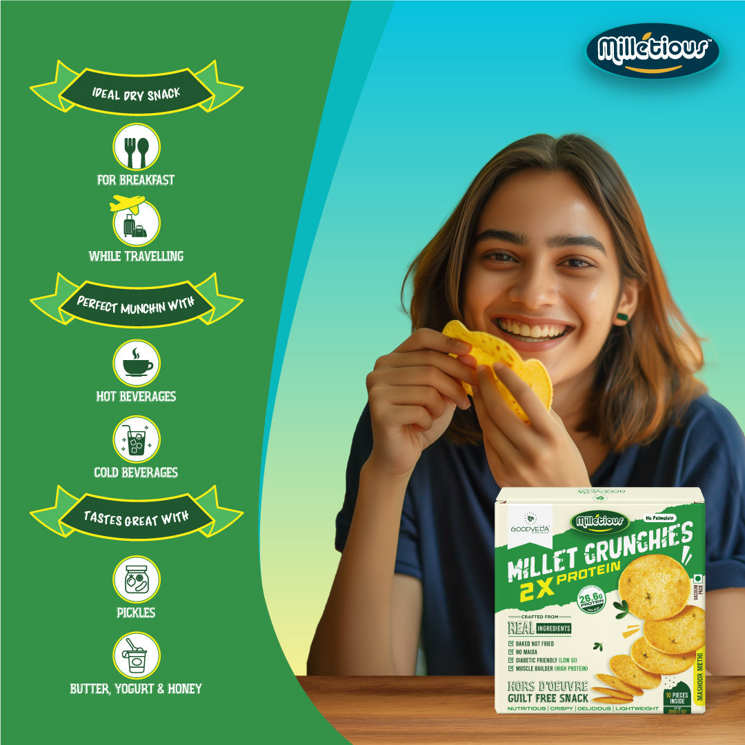 Mashoor Methi Flavor - Millet Crunchies The Ultimate Healthy Snack for Diabetic Support, Weight Management, and Gut Health