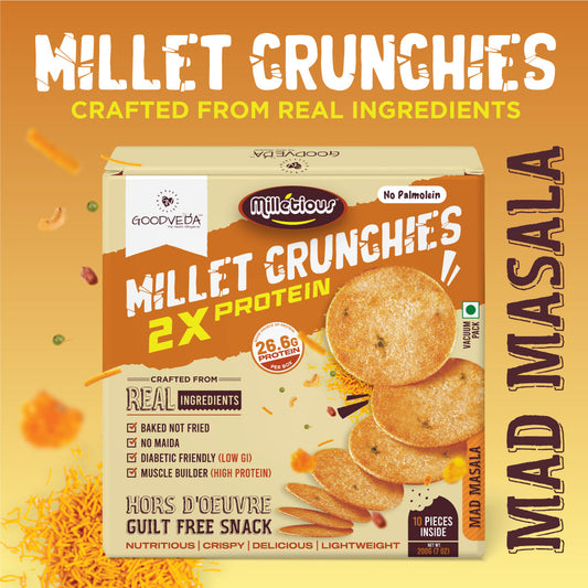 Mad Masala Flavor - Millet Crunchies The Ultimate Healthy Snack for Diabetic Support, Weight Management, and Gut Health